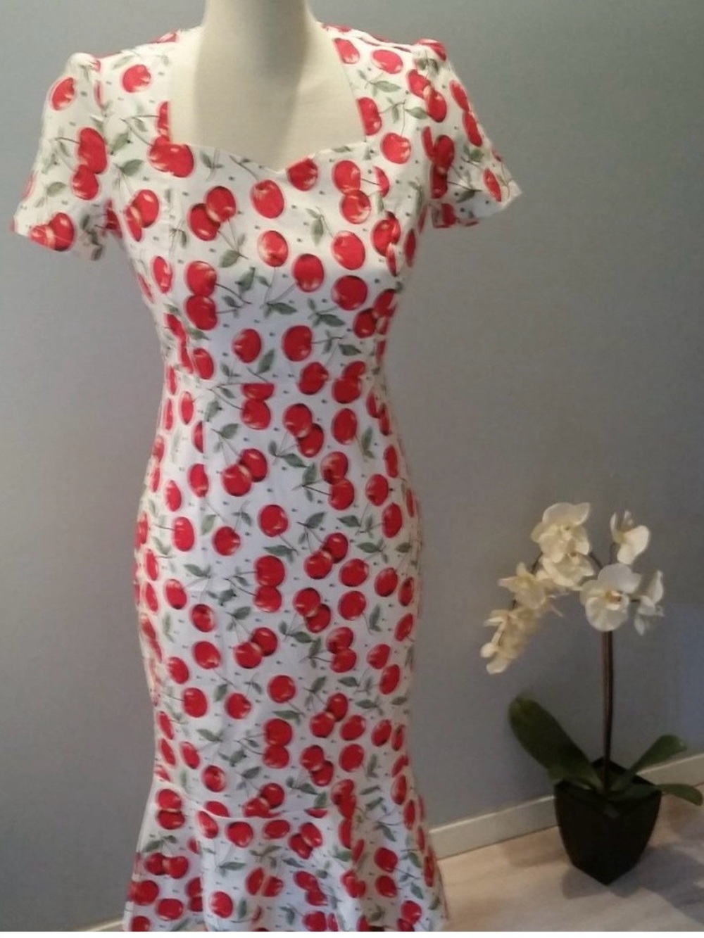 Cherry print midi dress  NWT